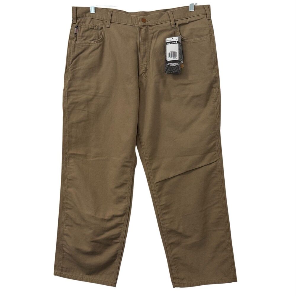 Carhartt Pants Mens 40x30 Khaki Tan Flame Resistant‎ Midweight Canvas Pant Loose